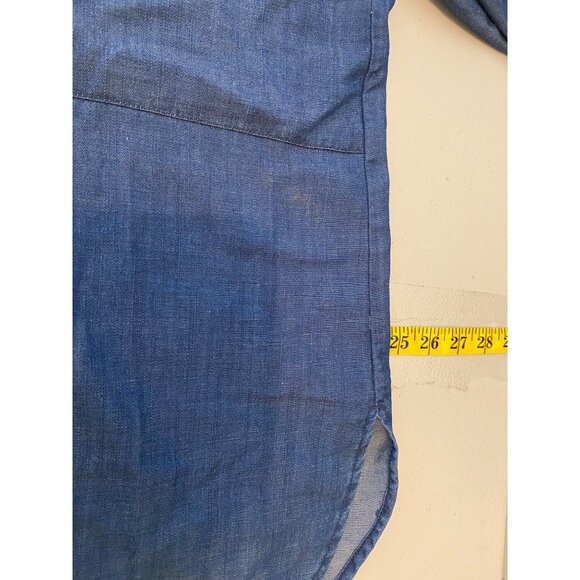 Loft Chambray Button-Down Shirt Blue Long Sleeve Lightweight XL - Picture 10 of 13